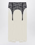 Moschino Ivory midi skirt with illusion lace print