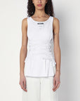 Moschino White tank top in cotton with laces
