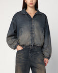Diesel De-Flower jacket in medium blue with faded effect