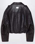 Acne Studios Brown leather over bomber jacket