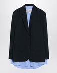 Acne Studios Navy blue single-breasted jacket with shirt detail