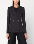 Harris Wharf London Brown and blue check double-breasted wool jacket