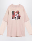 Acne Studios Pink violet layered T-shirt with print