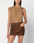 ISABEL MARANT Asymmetrical Nayda T-shirt with ochre print