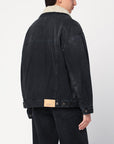 ISABEL MARANT Black Pimia jacket in denim and faux fur