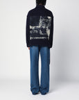 Destin Navy wool overshirt with graphic print