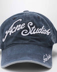 Acne Studios Blue washed-effect baseball cap with logo