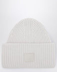 Acne Studios Light grey large face logo beanie - Yak