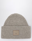 Acne Studios Greige melange large face logo beanie - Yak