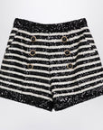 Balmain Black/white striped shorts with sequins
