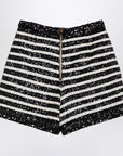 Balmain Black/white striped shorts with sequins