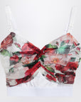Dolce & Gabbana Dolce&Gabbana Bustier top in marquisette and chiffon with Rose print
