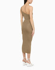 Alessandra Rich Gold one-shoulder dress with rhinestones