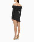 Alessandra Rich Blue silk minidress with white polka dots