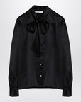 Alessandra Rich Black silk shirt with bow