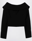 Alessandra Rich Black Off Shoulder Jacket in Wool