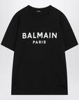 Balmain Black cotton crewneck t-shirt with logo