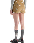 Thom Browne khaki corduroy shorts with white dog pattern