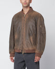 Golden Goose Vintage-effect brown bomber
