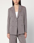 Golden Goose Light brown double-breasted jacket in chevron wool blend