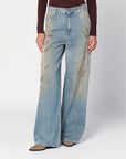 Golden Goose Wide light blue jeans, sand-wash distressed effect