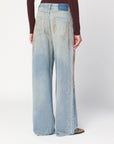 Golden Goose Wide light blue jeans, sand-wash distressed effect