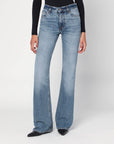 HAIKURE Flared Flora jeans in blue with washed effect