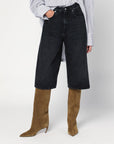 HAIKURE Wide Belle black denim bermuda