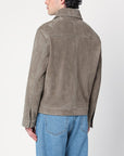 Ami Paris Gray suede zip-up jacket
