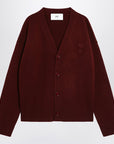Ami Paris Cardigan Ami de Coeur cherry color in wool and cashmere