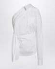 Moschino One-shoulder white shirt with sash