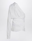 Moschino One-shoulder white shirt with sash