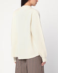 Jil Sander White ribbed crewneck sweater