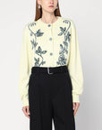 Jil Sander Light yellow cardigan with floral embroidery