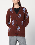 Jil Sander Brown cardigan with floral inlay