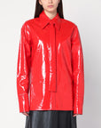 Jil Sander Shiny linen shirt with red tie