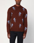 Jil Sander Brick-coloured alpaca sweater with embroidery