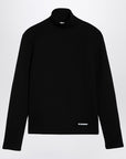 Jil Sander Black turtleneck sweater with logo patch