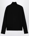 Jil Sander Black turtleneck sweater with logo patch