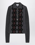 GANNI Grey polo with wool diamonds