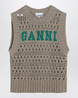 GANNI Perforated vest with logo inlay
