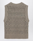 GANNI Perforated vest with logo inlay