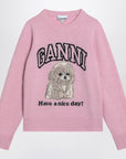 GANNI Pink sweater with poodle