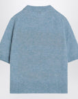 GANNI Light blue sweater with alpaca blend logo
