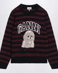 GANNI Striped sweater with poodle