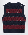 GANNI Striped openwork vest with logo inlay