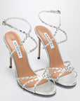 Aquazzura Love Struck silver sandals with crystals