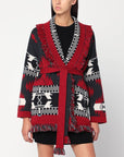 Alanui Cardigan Icon jacquard Ruby/carbone