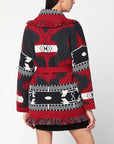 Alanui Cardigan Icon jacquard Ruby/carbone