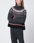 Alanui Grey Fair Isle patterned turtleneck jumper